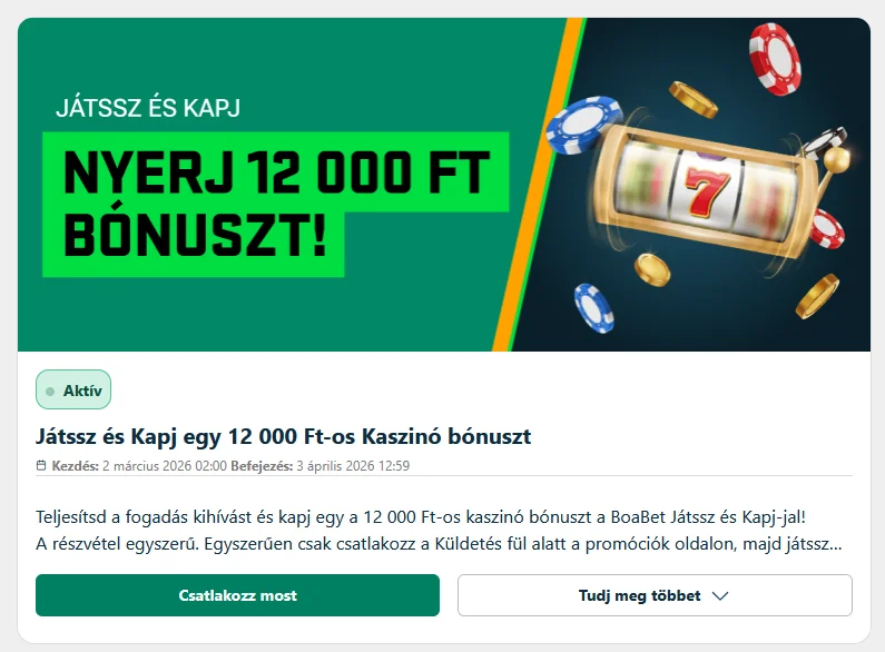 A Boa Bet casino promóciós oldala aktuális bónuszokkal és különleges ajánlatokkal