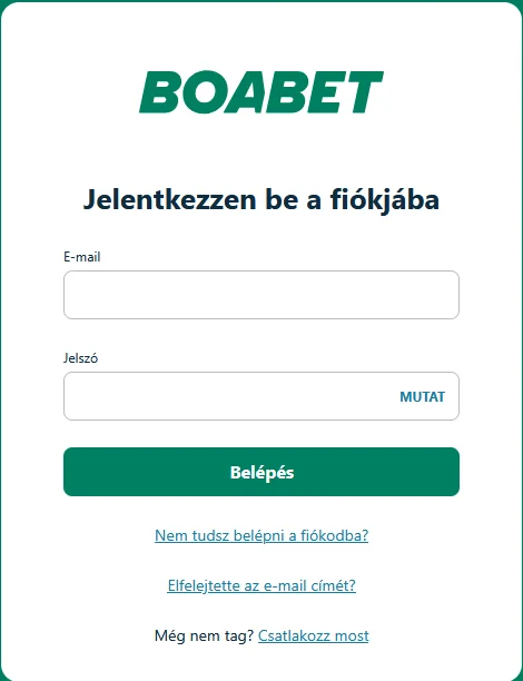 Bejelentkezési űrlap a Boa Bet website oldalán biztonságos fiókhozzáféréshez
