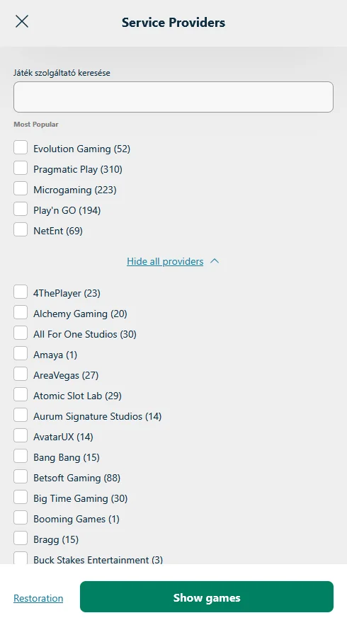 Szoftverszolgáltatók a Boa Bet casino platformon különböző játékfejlesztő stúdiókkal